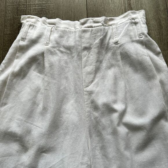 Love Tree Wide Leg Cropped Trouser Pants Elastic Waist Pockets Linen Blend Sz M - Picture 2 of 6